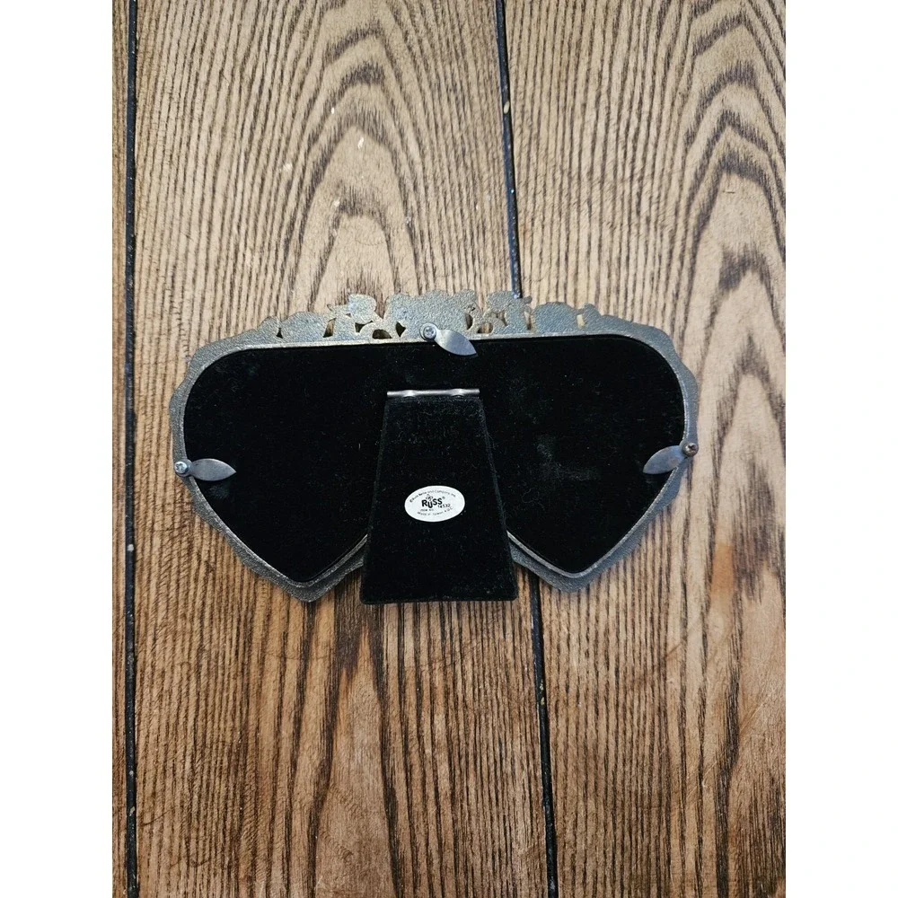 Vintage Hallmark Double Heart Floral Metal Picture Frame